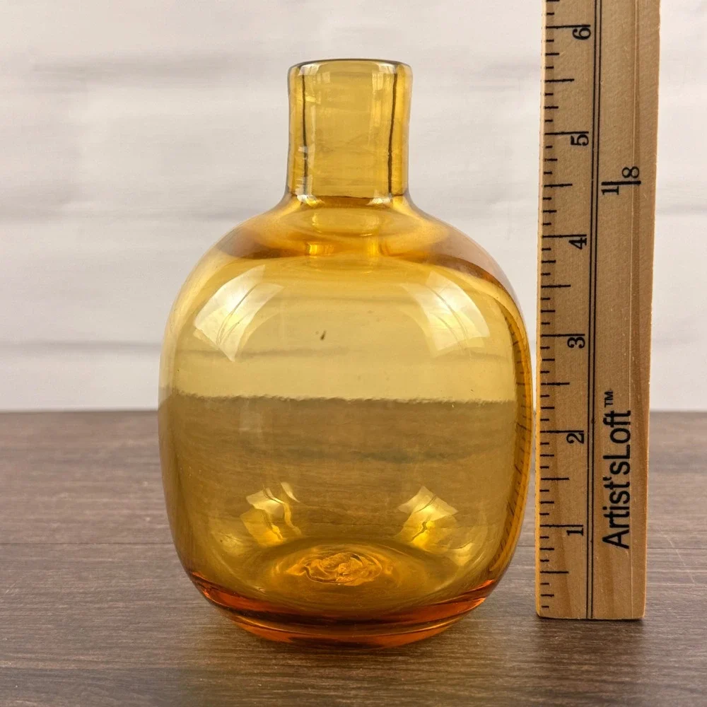 Blenko 6424 Wheat Glass Bottle Vase Mid Century Modern Hand Blown 5.5